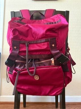 RARE Lululemon Travelling Yogini Rucksack Cranberry Backpack Bag Gym